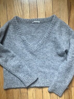 Reformation Alpaca V-Neck Cropped Sweater